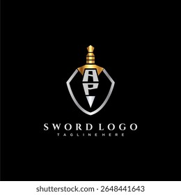 AP letter luxury monogram for shield and sword style image