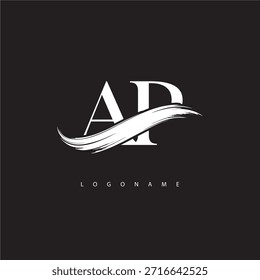 AP Letter Monogram Logo with Brush Stroke for Modern Brand Identity
