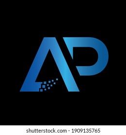 AP letter tech logo design