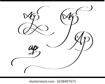 AP Lettermark Logo – Modern Calligraphy Style Monogram for Branding, Calligraphy AP Logo Design