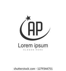AP Letters Logo Design. Simple and Creative Black Letter Concept Illustration.