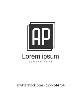 AP Letters Logo Design. Simple and Creative Black Letter Concept Illustration.