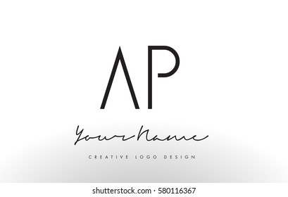 AP Letters Logo Design Slim. Simple and Creative Black Letter Concept Illustration.