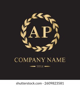 AP logo initial letter luxury royal logo. template symbol. modern golden luxury logo. abstract monogram vector letter mark brand fashion. icon  business monogram boutique font Clothing minimalist.