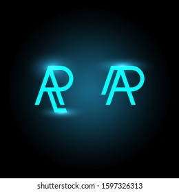 AP Logo. Letter Design Vector with blue and Black Colors.