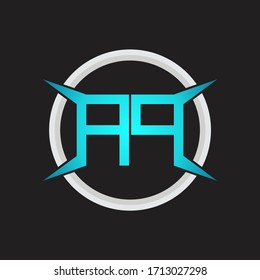Monograma del logotipo AP con plantilla de diseño de forma circular y de cuatro ejes