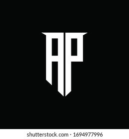 AP logo monogram with emblem shield style design template