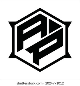 Monograma de logotipo AP con hexágono y plantilla de diseño de forma nítida