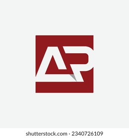 AP-Logo-Monogramm-Quadrat auf weißem Hintergrund Negativraumstil. Negativer Raumstil des Letter AP