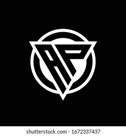 AP logo with negative space triangle shape and circle rounded design template isolated on black background