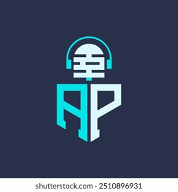 AP Microphone Logo Design for Audio, Music, and Podcast Branding - Letter AP Logo Professional Vector Illustration for Creative Industries