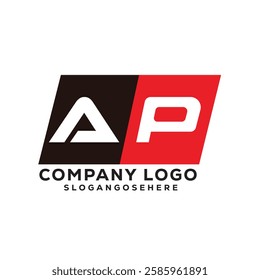 AP Modern Business Logo Design in Red and Black, AP Professional Company Branding Logo for Marketing and Identity, Creative AP Letter Corporate Logo with Bold Design