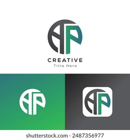 AP letras iniciales modernas logo Plantilla inspiraciones-ilustración. Logo del círculo inicial moderno de AP. Diseño del Vector del logotipo del círculo de AP
