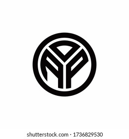 Logo de monograma AP con plantilla de diseño de contorno de círculo aislado en fondo blanco