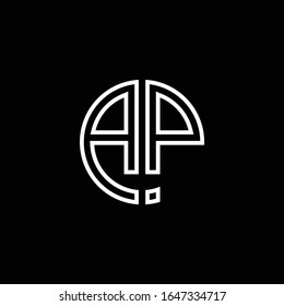 AP monogram logo circle ribbon style outline design template