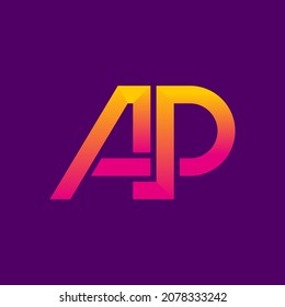 Plantilla de diseño del logotipo del monograma AP. Letra abstracta A y letra P. emblema vector simple. Ilustración vectorial de material.
