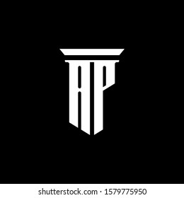 AP monogram logo with emblem style isolated on black background
