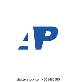 AP negative space letter logo blue