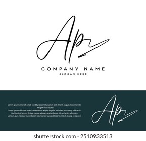 AP A P initial handwriting signature logo