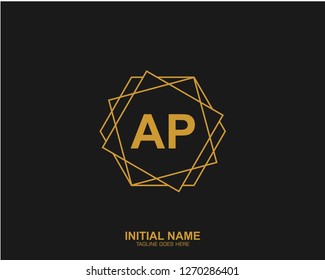AP A P Initial logo letter with minimalist concept vector