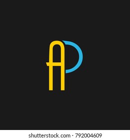 AP or A P letter alphabet logo design in vector format