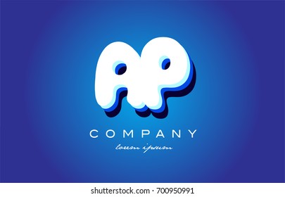 AP A P letter logo combination alphabet vector creative company icon design template modern blue white 3d