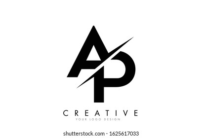 AP A P Letter Logo Design with a Creative Cut. Creative logo design.