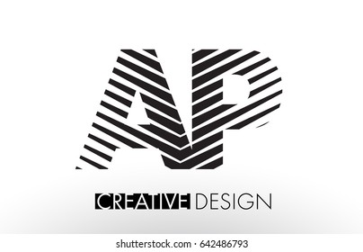 AP A P Lines Letter Design with Creative Elegant Zebra Vector Illustration.