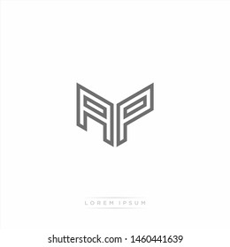 AP A P Logo Design Line Concept With Dark Grey Colors