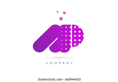 ap a p pink dots dotted letter logo alphabet creative company vector icon design template