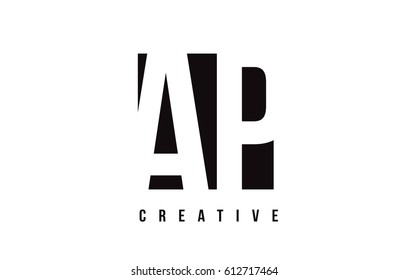 AP A P White Letter Logo Design with Black Square Vector Illustration Template.