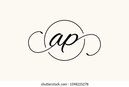Ap Or Pa And A Or P Circular Cursive Letter Initial Logo Design Template Vector Illustration