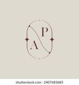 Clásico de boda AP en un elegante monograma con un diseño profesional de alta calidad que se imprimirá bien