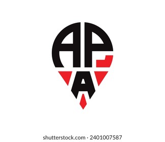 APA letter location shape logo design. APA letter location logo simple design.