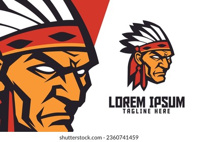 Apache chief icon badge emblem for Indian template in Indian Warrior Sport and Esport.
