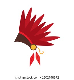 apache feather hat flat style icon vector illustration design