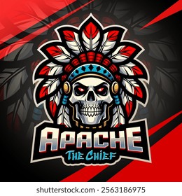 Apache head esport mascot logo design