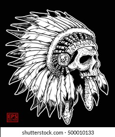 apache head skull on black color isolated