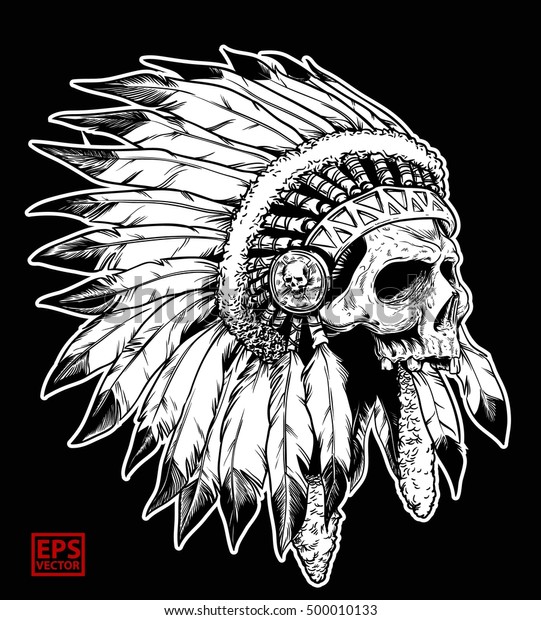 Apache Head Skull On Black Color Stock Vector (Royalty Free) 500010133