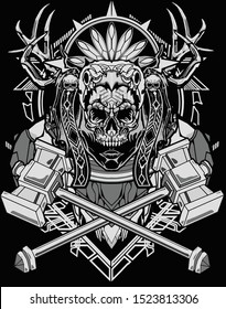 apache head skull with sacred geometry