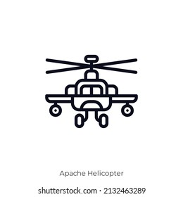 Apache Helicopter icon. Outline style icon design isolated on white background