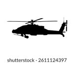 Apache helicopter silhouette vector flat illustration design.