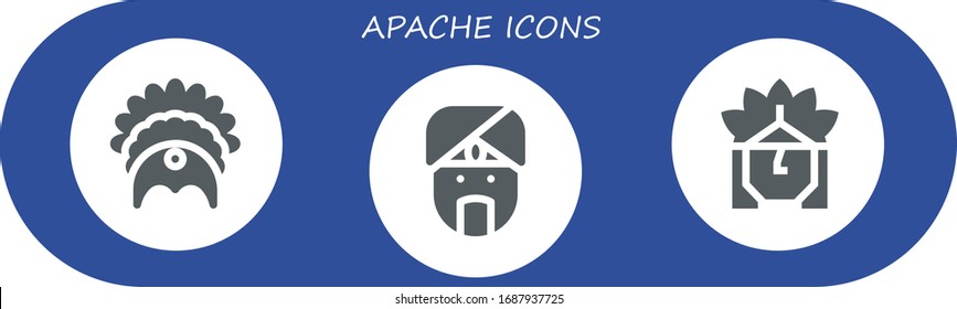 apache icon set. 3 filled apache icons. Included Headdress, Indian icons