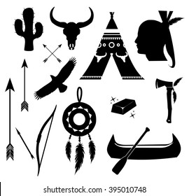 Apache, indian icon set vector 