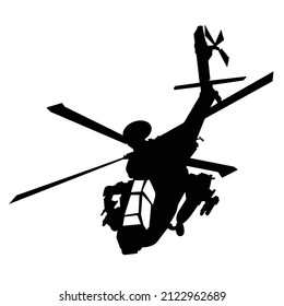 apache military attack helicopter silhouette vector design