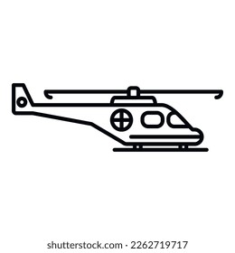 vector de contorno del icono del helicóptero de rescate Apache. Guardia aérea. Transporte de helicópteros