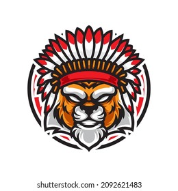Apache Tiger Head Mascot Logo