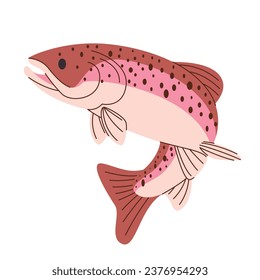 Apache trout fish jumping pose aquatic water freshwater vector drawing illustration 