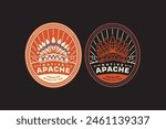 apache war bonnet indian hat badge logo design for native adventure and outdoor culture business