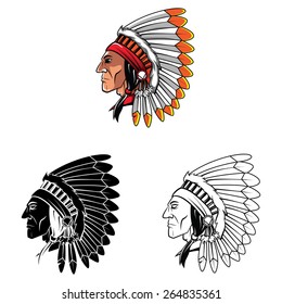  Apaches Mascot set collection tattoo.Vector illustration on white background